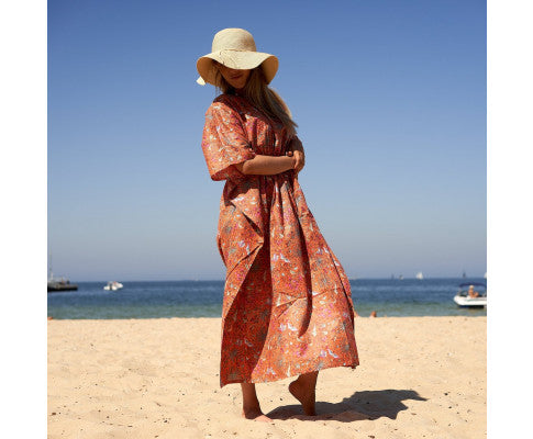 CORAL BURST MAXI DRESS