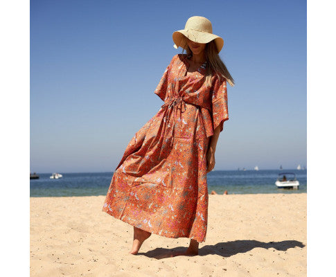 CORAL BURST MAXI DRESS