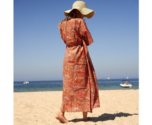 CORAL BURST MAXI DRESS