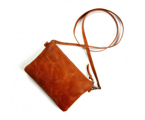 COGNAC LEATHER CROSSBODY BAG